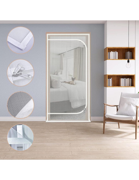 Puerta de Pantalla para Gatos QWR 32x80 cm Reforzada con Cremallera