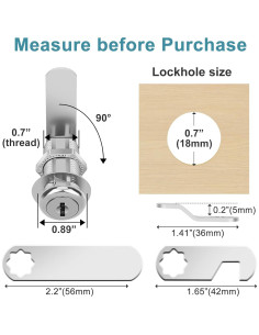 Cerradura de Cajón Pertinel 1-3/8" con Llave Igualada 3Pcs 2