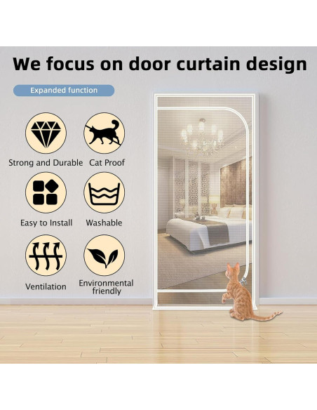 Puerta de Pantalla para Gatos QWR 32x80 cm Reforzada con Cremallera