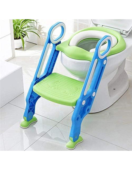 Asiento de Entrenamiento para Baño KATARUS Ajustable Verde-Azul