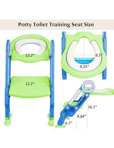 Asiento de Entrenamiento para Baño KATARUS Ajustable Verde-Azul