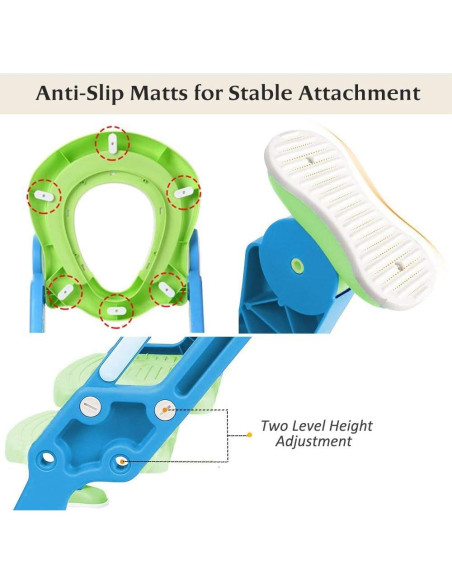 Asiento de Entrenamiento para Baño KATARUS Ajustable Verde-Azul