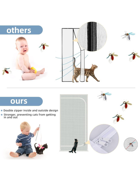 Puerta de Pantalla para Gatos QWR 32x80 cm Reforzada con Cremallera