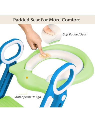Asiento de Entrenamiento para Baño KATARUS Ajustable Verde-Azul