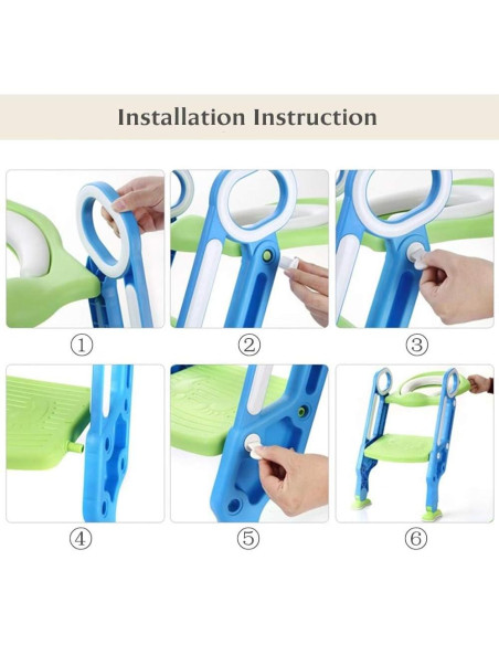Asiento de Entrenamiento para Baño KATARUS Ajustable Verde-Azul
