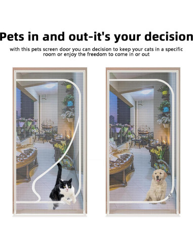 Puerta de Pantalla para Gatos QWR 32x80 cm Reforzada con Cremallera
