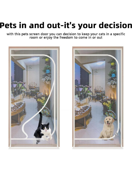 Puerta de Pantalla para Gatos QWR 32x80 cm Reforzada con Cremallera