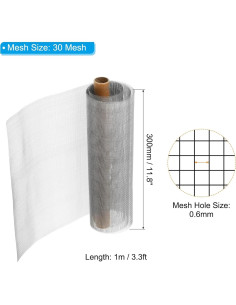 Malla de Acero Inoxidable 304 PATIKIL 30 Mesh 1x0.3m 2