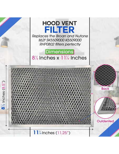 Filtro de Campana Bagean LL62F 2-Pk Carbón Graso 28.6x21.6 cm