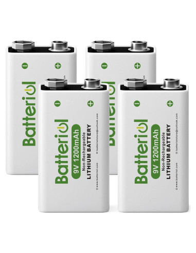 Baterías de Litio 9V Batteriol 1200mAh Paquete de 4