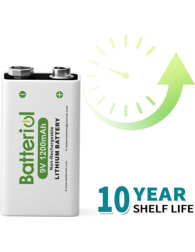 Baterías de Litio 9V Batteriol 1200mAh Paquete de 4