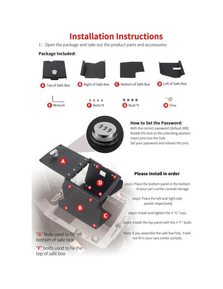 Caja de Seguridad Organizador de Consola Central RT-TCZ para Jeep Wrangler JL/JLU 2018-2025