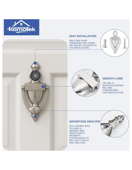 Tirador de Puerta con Visor HOMOTEK 180 Grados Níquel Satinado