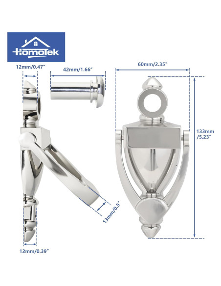 Tirador de Puerta con Visor HOMOTEK 180 Grados Níquel Satinado