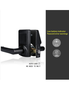 Cerradura Digital de Puerta Cielsa Dawn con Teclado y Manija - Sin Llave, Negro Mate 2