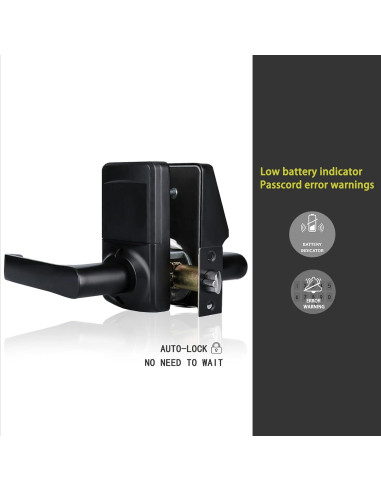 Cerradura Digital de Puerta Cielsa Dawn con Teclado y Manija - Sin Llave, Negro Mate