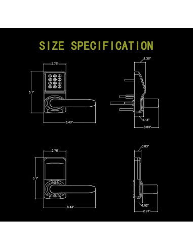 Cerradura Digital de Puerta Cielsa Dawn con Teclado y Manija - Sin Llave, Negro Mate