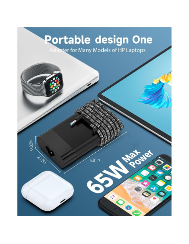 Cargador de Laptop HP 65W Punta Azul ProBook EliteBook