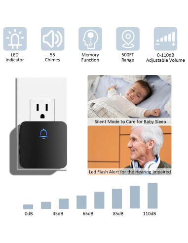Timbre Inalámbrico SECRUI con Sensor y Receptor - 152.4m