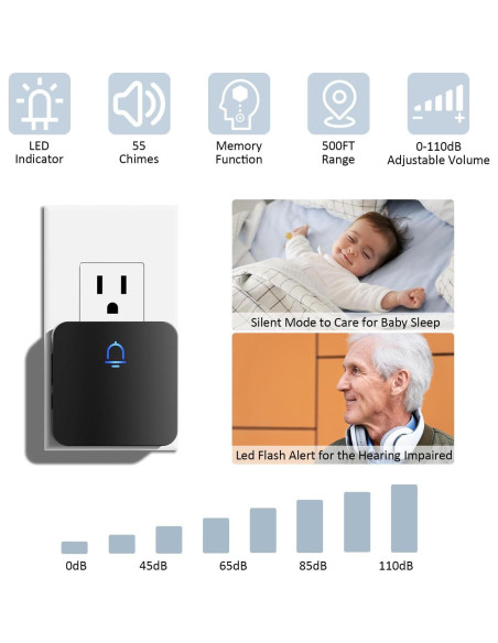 Timbre Inalámbrico SECRUI con Sensor y Receptor - 152.4m