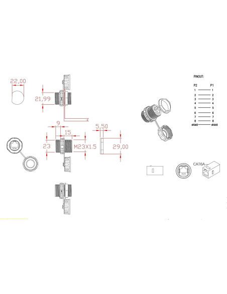 10 Conectores RJ45 a Prueba de Agua CAT6A ANMBEST