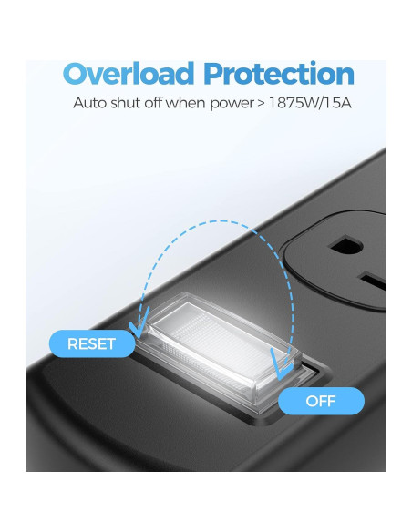 Toma de Corriente Exterior EIGSO IPX6 3 Salidas 1.83m Antichoque
