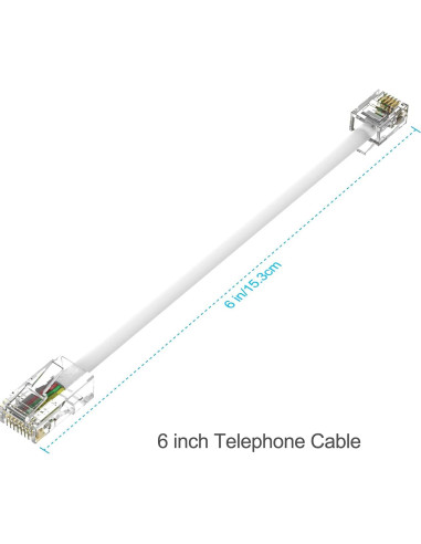 Adaptador RJ45 Hembrado a RJ11 Macho para Teléfono Fijo - Paquete de 2