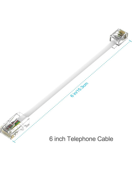Adaptador RJ45 Hembrado a RJ11 Macho para Teléfono Fijo - Paquete de 2