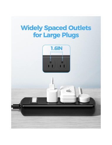 Toma de Corriente Exterior EIGSO IPX6 3 Salidas 1.83m Antichoque