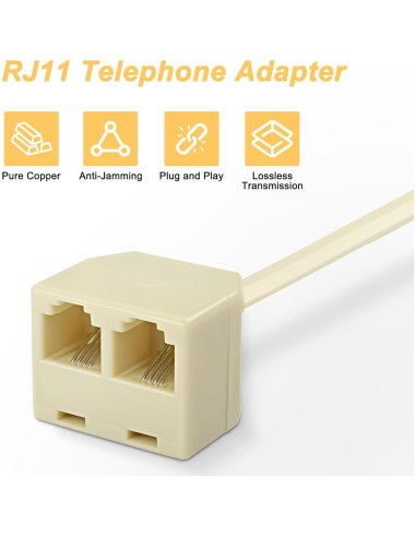 Divisor de Línea Telefónica RJ11 MEIRIYFA 1 a 2 Hembra 15 cm