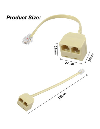 Divisor de Línea Telefónica RJ11 MEIRIYFA 1 a 2 Hembra 15 cm