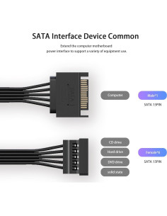 Cable Divisor de Alimentación SATA 15 Pines a 6 Vías - Mbiydeg 2