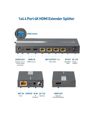 Divisor Extensor HDMI 4K 1x4 Cable Matters, 50m 60Hz