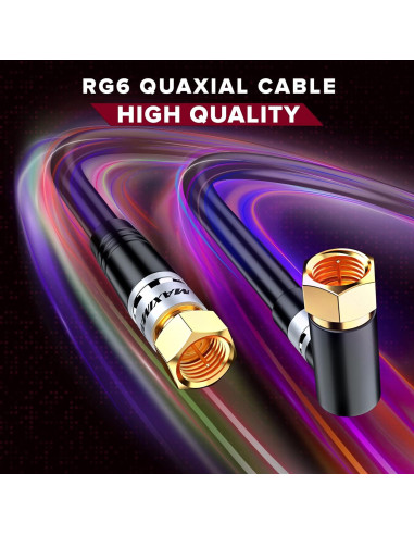 Cable Coaxial RG6 Maximm 3.05m con conector 90 - Triple apantallado