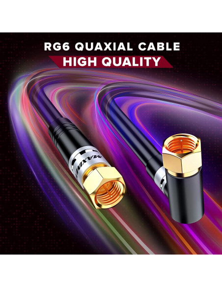 Cable Coaxial RG6 Maximm 3.05m con conector 90 - Triple apantallado Cable Coaxial RG6 Maximm 3.05m con conector 90 - Triple apantallado