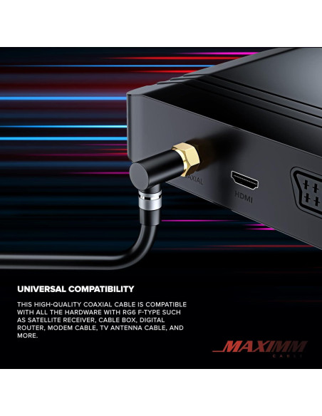 Cable Coaxial RG6 Maximm 3.05m con conector 90 - Triple apantallado Cable Coaxial RG6 Maximm 3.05m con conector 90 - Triple apantallado