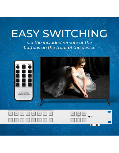 Matriz HDMI 8x8 OREI HDS-808 4K 30Hz con Control Remoto