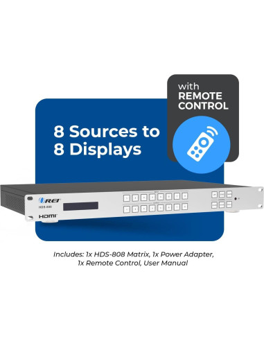 Matriz HDMI 8x8 OREI HDS-808 4K 30Hz con Control Remoto