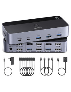 Interruptor KVM UGREEN 2 Monitores 2 Computadoras 4K 60Hz