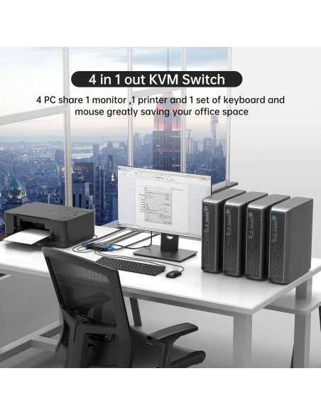 Interruptor KVM HDMI 4 Puertos MT-VIKI 4K@30Hz USB