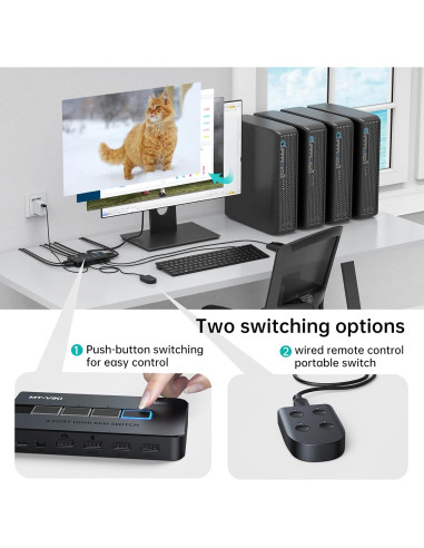Interruptor KVM HDMI 4 Puertos MT-VIKI 4K@30Hz USB