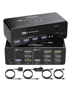 Interruptor KVM DEMEXBOOK Triple Monitor 8K HDMI + 2 DP