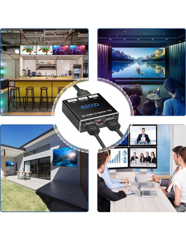 Divisor HDMI 4K 1x2 EZCOOTECH con HDR y Dolby Atmos