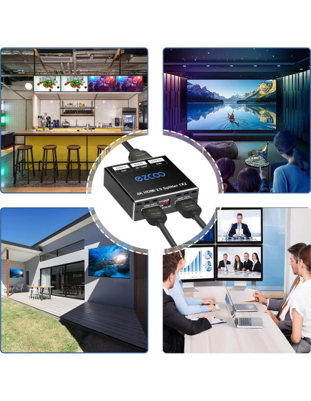 Divisor HDMI 4K 1x2 EZCOOTECH con HDR y Dolby Atmos Divisor HDMI 4K 1x2 EZCOOTECH con HDR y Dolby Atmos