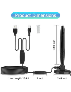 Antena de TV Interior Aleaty 2025 HD Amplificada 4K 1.609 km 2