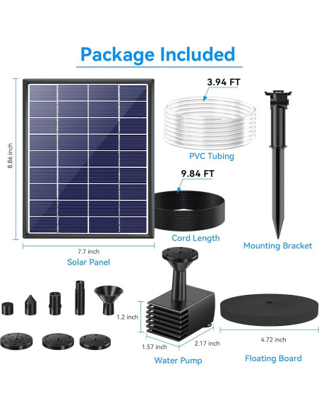 Bomba de Agua Solar 6W POPOSOAP para Jardín y Estanques