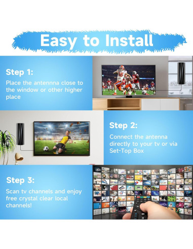 Antena de TV Digital Forlovv AN-5004 360 con Amplificador 4K