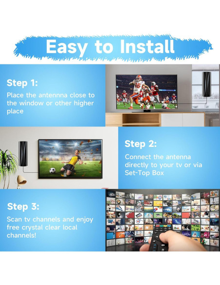 Antena de TV Digital Forlovv AN-5004 360 con Amplificador 4K