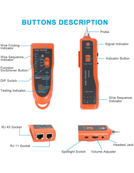 Probador de Cable de Red Goeco RJ11 RJ45 con Kit de Pelacables