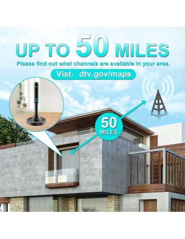 Antena de TV Digital VUELVE HDTV 50+ Millas 4K 1080P